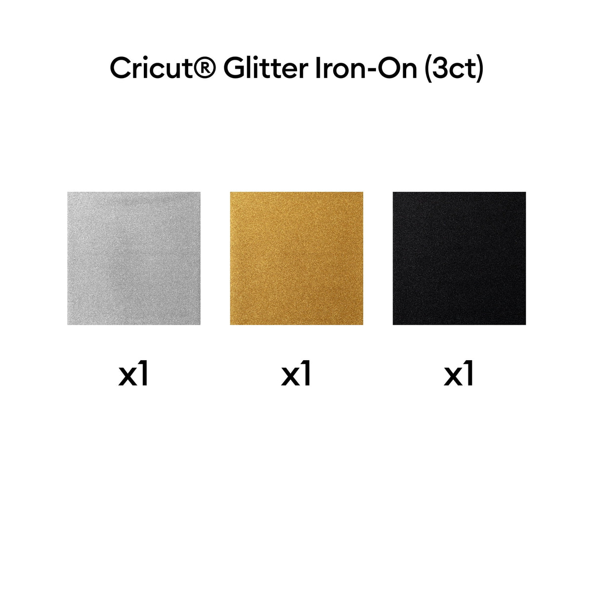 Cricut® Glitter Iron-On Vinyl Sampler, Basics (3ct), 12" x 12" — product image 8