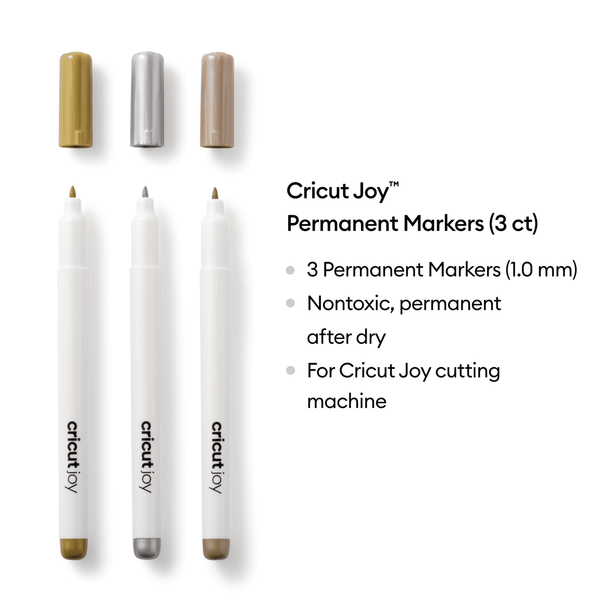 Cricut Joy™ Permanent Metallic Markers 1.0 mm, Gold/Silver/Copper (3), 1.0 mm,Multicolor — product image 2