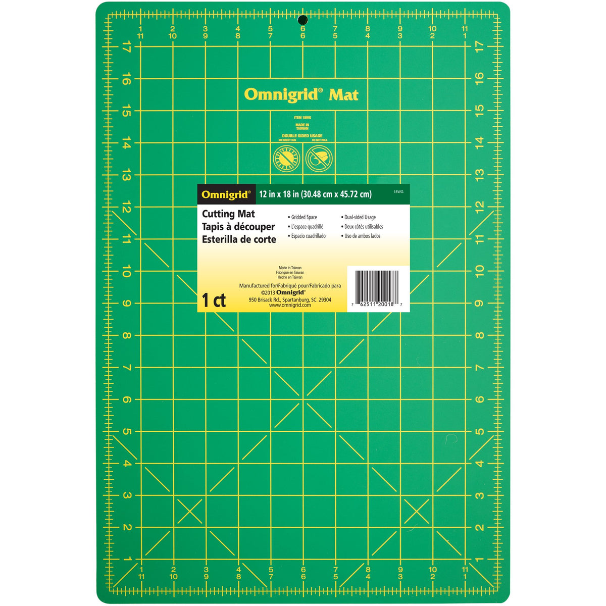 Omnigrid 12" x 18" Cutting Mat with Grid, Non-Slip Rectangular Mat for Quilting & Crafting — product image 2