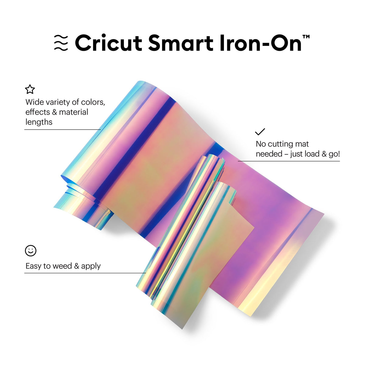 Cricut® Smart Iron-On™ Vinyl Holographic Matless Heat Transfer Vinyl (3 ft), 13" x 36", Translucent Blue — product image 2