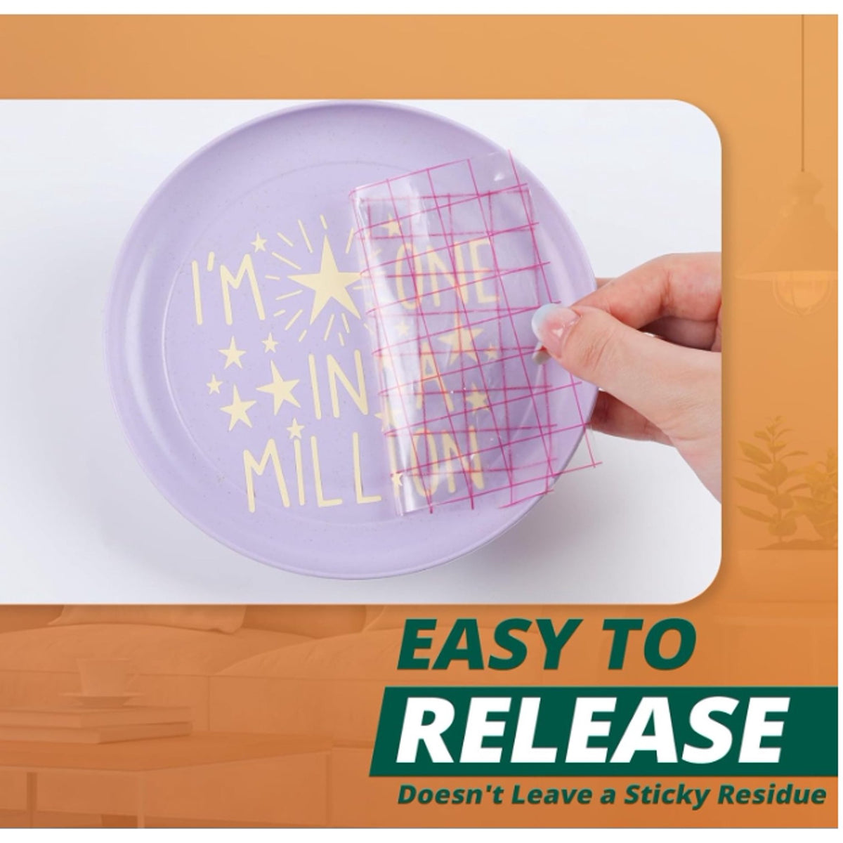 HTVRONT Transfer Tape PET for Adhesive Vinyl for Stickers Decals Doors & Windows 12*13ft-Red Grid — product image 6