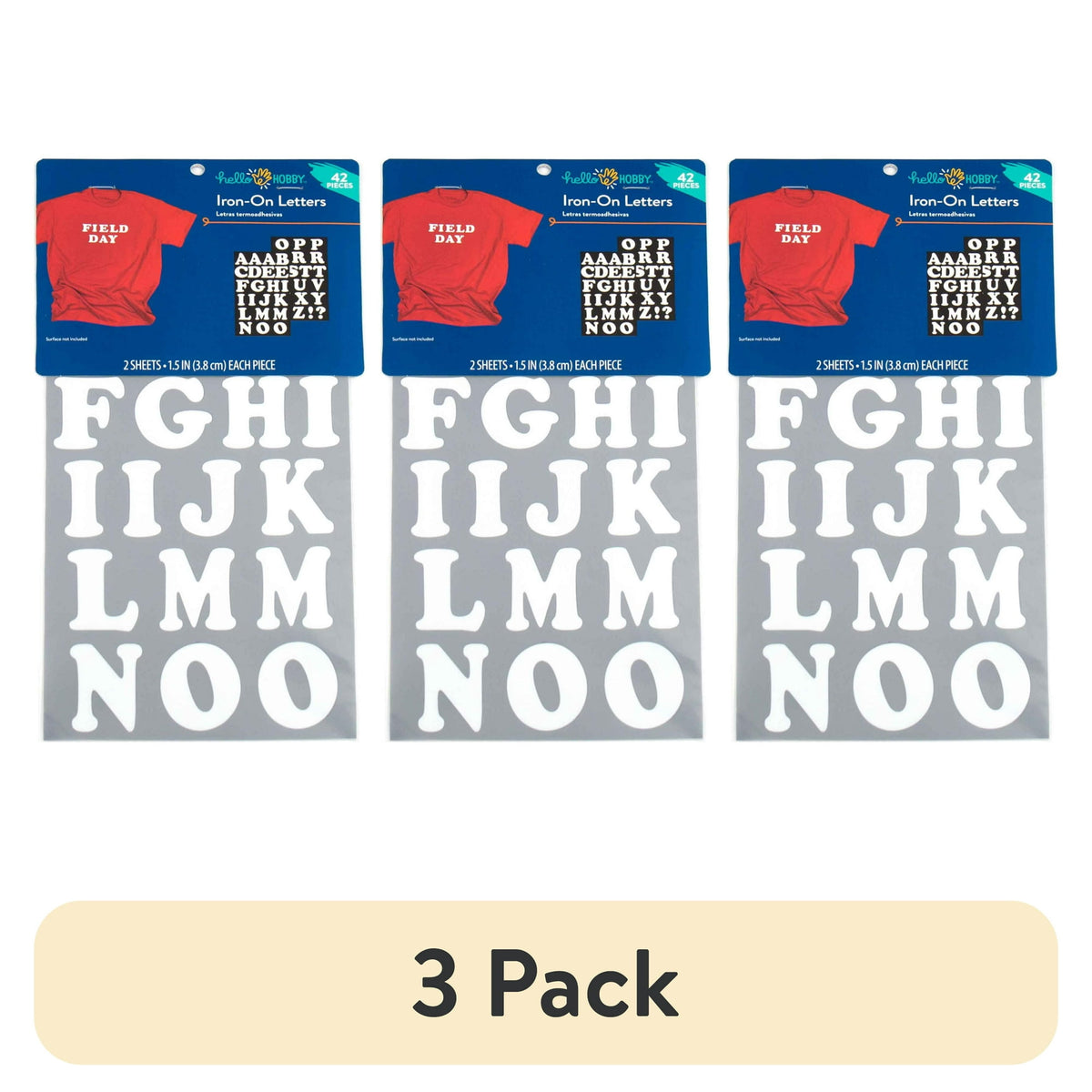 (3 pack) Hello Hobby 1.5 " White Cooper Iron-On Letters, 42 Pieces A-Z