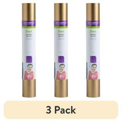 (3 pack) Cricut SportFlex Iron-On Vinyl, Gold, 11.8" x 24"