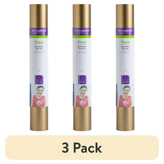 (3 pack) Cricut SportFlex Iron-On Vinyl, Gold, 11.8" x 24"