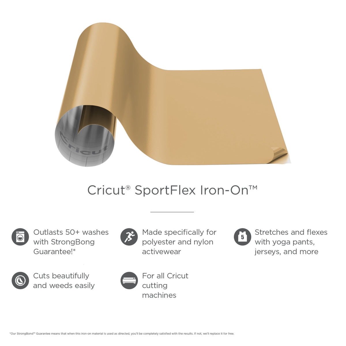 (3 pack) Cricut SportFlex Iron-On Vinyl, Gold, 11.8" x 24" — product image 3