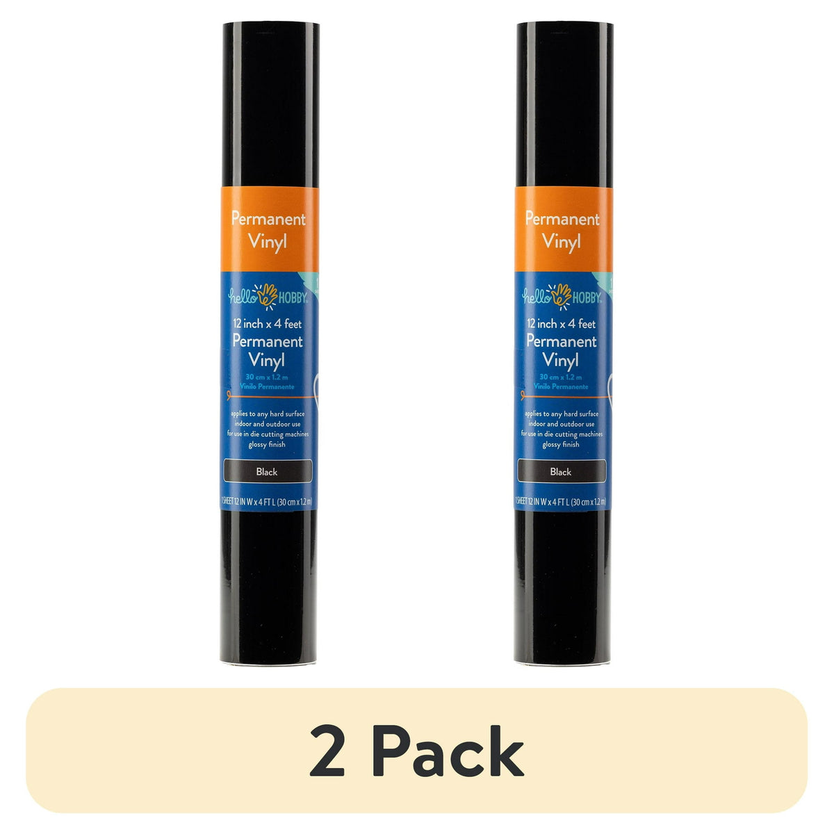 (2 pack) Hello Hobby 12" x 4' Black Permanent Craft Vinyl Roll