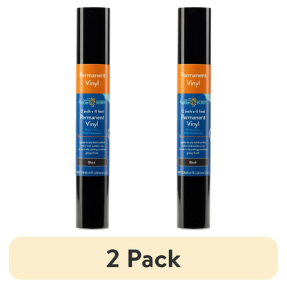 (2 pack) Hello Hobby 12" x 4' Black Permanent Craft Vinyl Roll