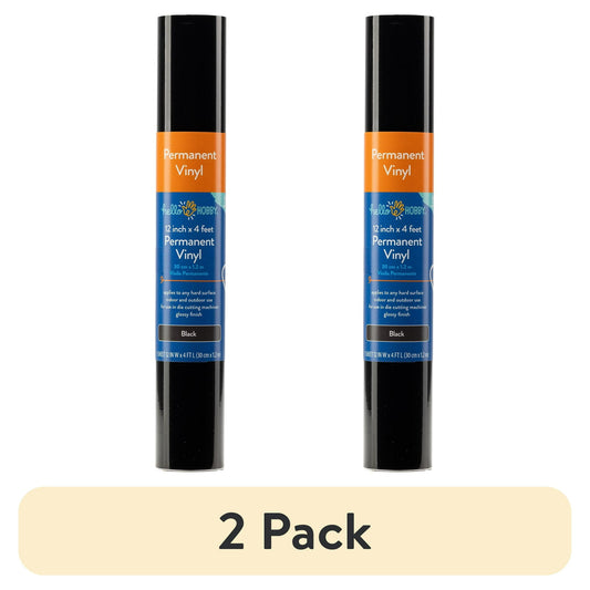 (2 pack) Hello Hobby 12" x 4' Black Permanent Craft Vinyl Roll