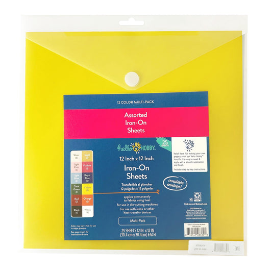 Hello Hobby Iron-On Craft Vinyl Sheets, 12 in x 12 in, 25 Count