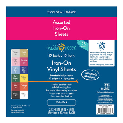 Hello Hobby Iron-On Craft Vinyl Sheets, 12 in x 12 in, 25 Count — product image 3