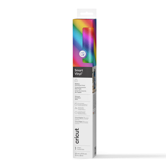 Cricut® Smart Vinyl™ Matless Permanent Shimmer Vinyl (13 in x 36 in), 13" x 36",Rainbow