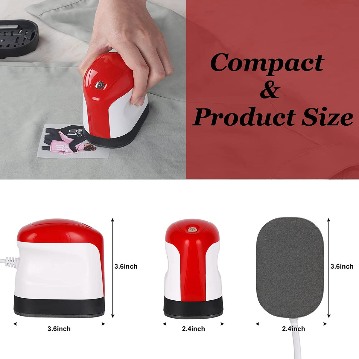Oumilen Heat Press Mini, Portable Heat Press Machine, Portable Iron Press in Red — product image 5