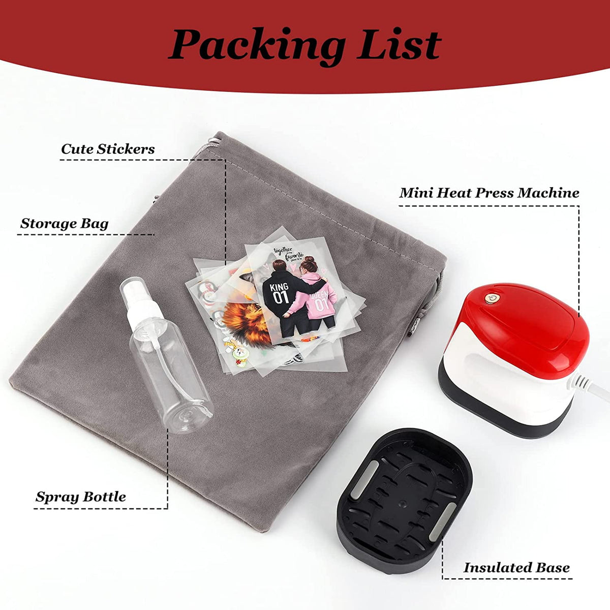 Oumilen Heat Press Mini, Portable Heat Press Machine, Portable Iron Press in Red — product image 6