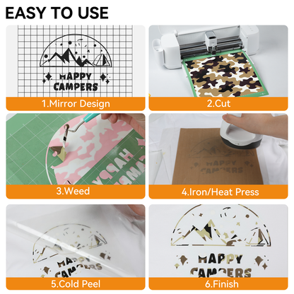 HTVRONT Heat Transfer Vinyl Roll-12" x 6ft for Shirts, Iron on Vinyl for All Cutting Machine-Easy to Cut & Weed for Heat Transfer Design-Camo Brown — product image 4