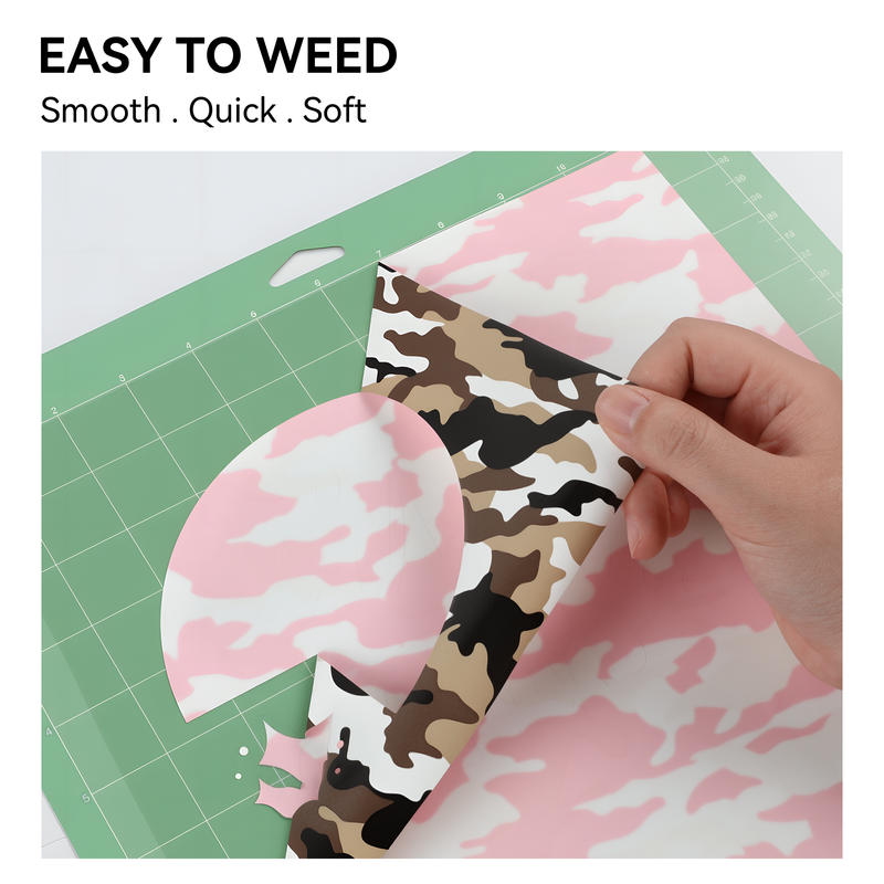 HTVRONT Heat Transfer Vinyl Roll-12" x 6ft for Shirts, Iron on Vinyl for All Cutting Machine-Easy to Cut & Weed for Heat Transfer Design-Camo Brown — product image 5