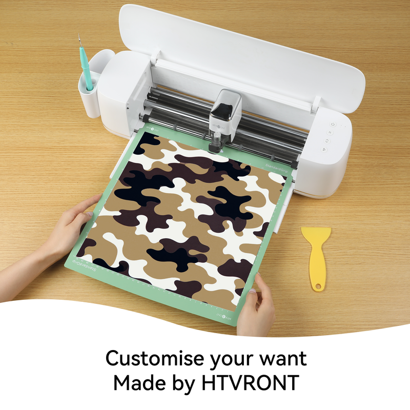 HTVRONT Heat Transfer Vinyl Roll-12" x 6ft for Shirts, Iron on Vinyl for All Cutting Machine-Easy to Cut & Weed for Heat Transfer Design-Camo Brown — product image 6