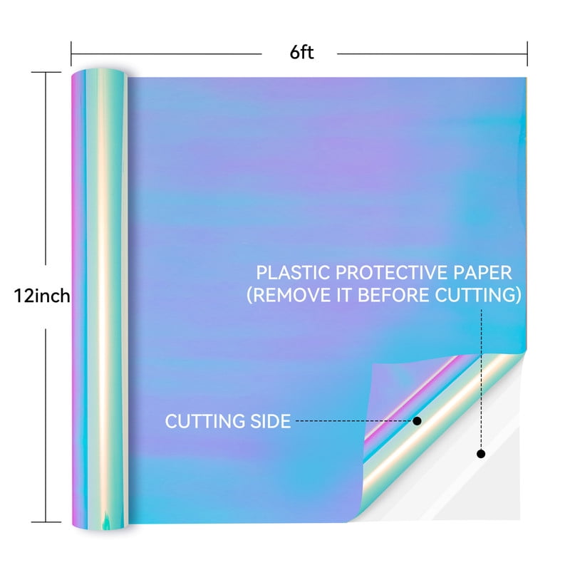 HTVRONT Permanent Vinyl Holographic-12" x 3FT Adhesive Vinyl Roll for Cutting Machine, Signs, Scrapbooking, Craft, Die Cutters-White — product image 2