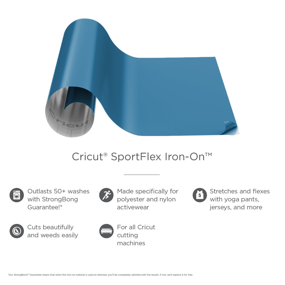 (2 pack) Cricut SportFlex Iron-On Vinyl, True Blue, 11.8" x 24" — product image 3