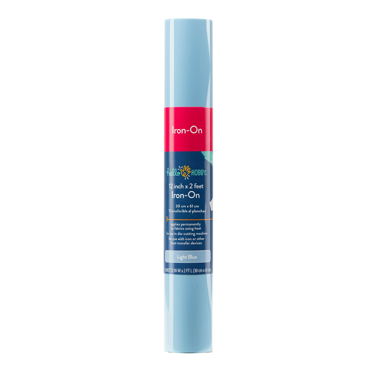 (3 pack) Hello Hobby 12" x 2' Light Blue Iron-On Craft Vinyl Roll — product image 2