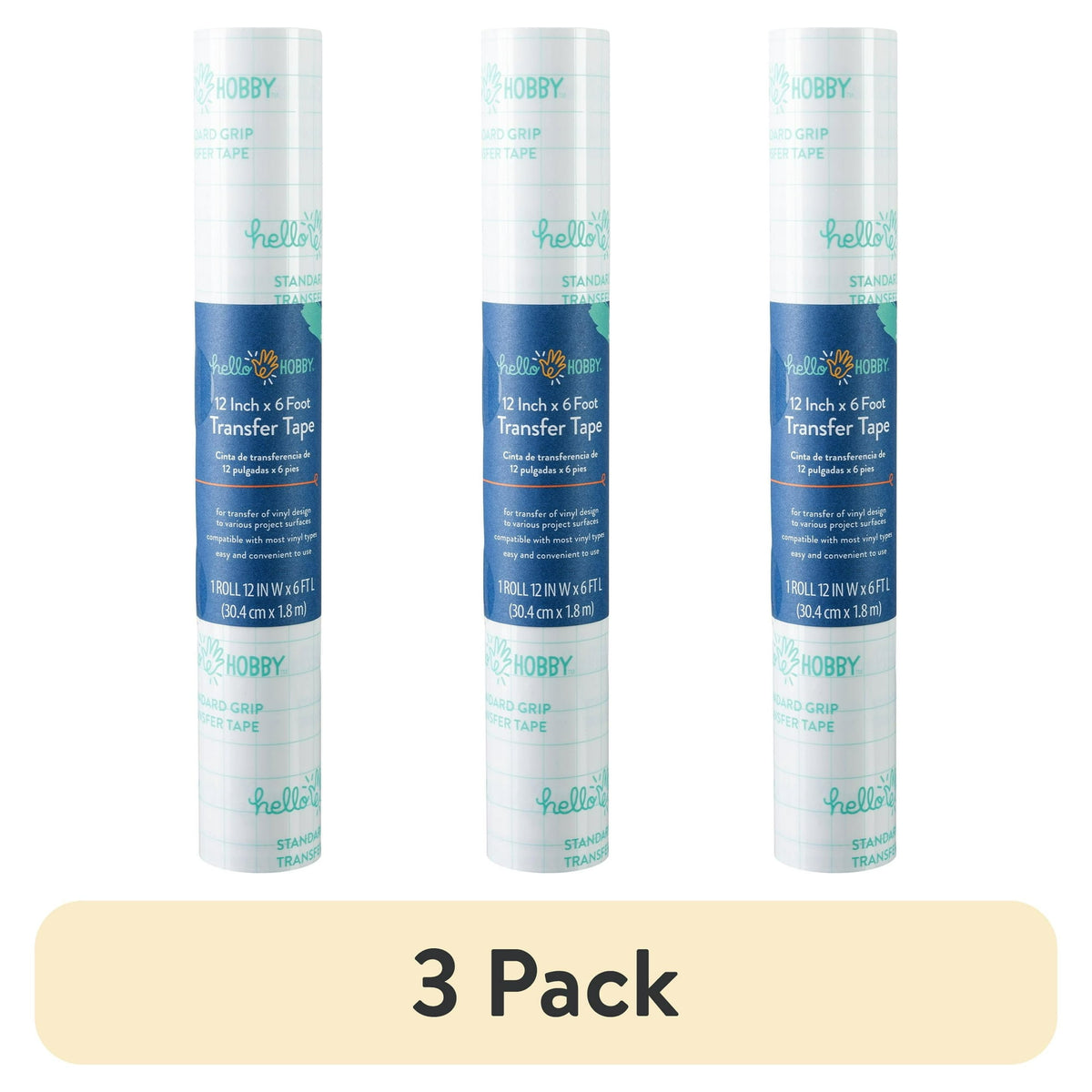 (3 pack) Hello Hobby 12" x 6' Clear Transfer Tape Roll