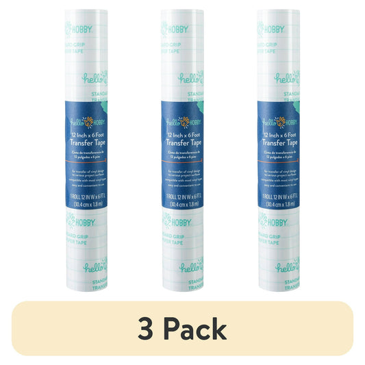 (3 pack) Hello Hobby 12" x 6' Clear Transfer Tape Roll