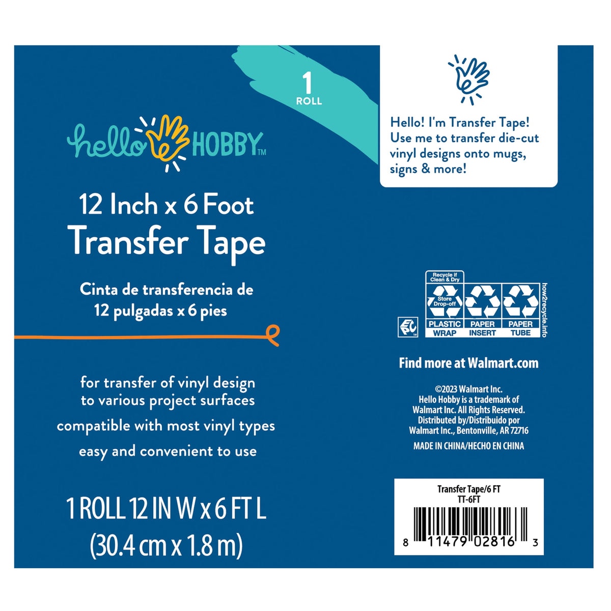 (3 pack) Hello Hobby 12" x 6' Clear Transfer Tape Roll — product image 4