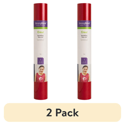 (2 pack) Cricut SportFlex Iron-On Vinyl, Red, 11.8" x 24"