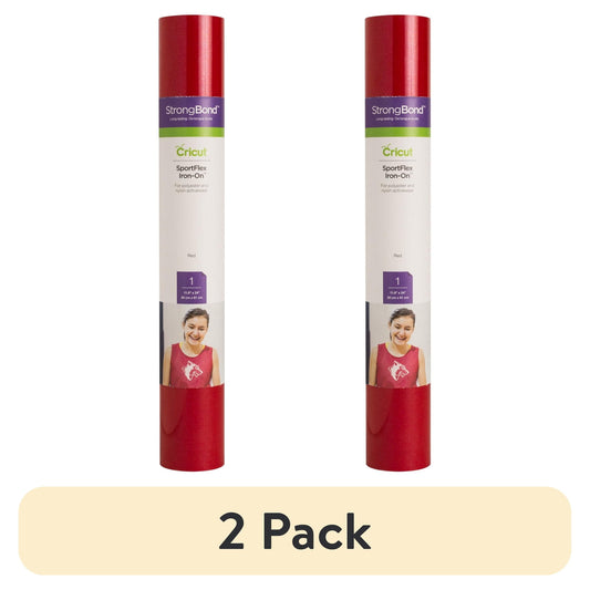 (2 pack) Cricut SportFlex Iron-On Vinyl, Red, 11.8" x 24"