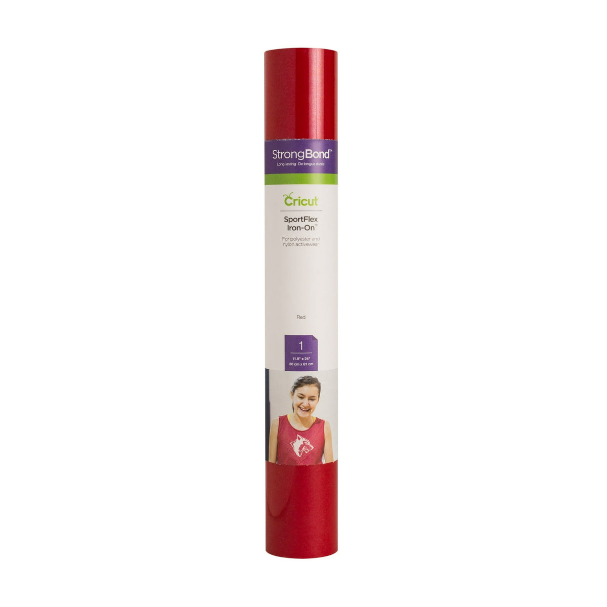 (2 pack) Cricut SportFlex Iron-On Vinyl, Red, 11.8" x 24" — product image 2