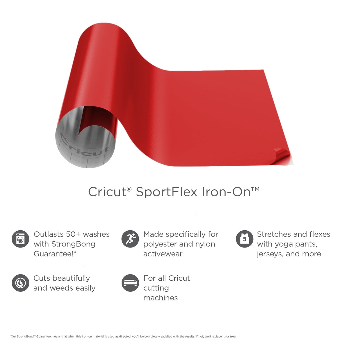 (2 pack) Cricut SportFlex Iron-On Vinyl, Red, 11.8" x 24" — product image 3