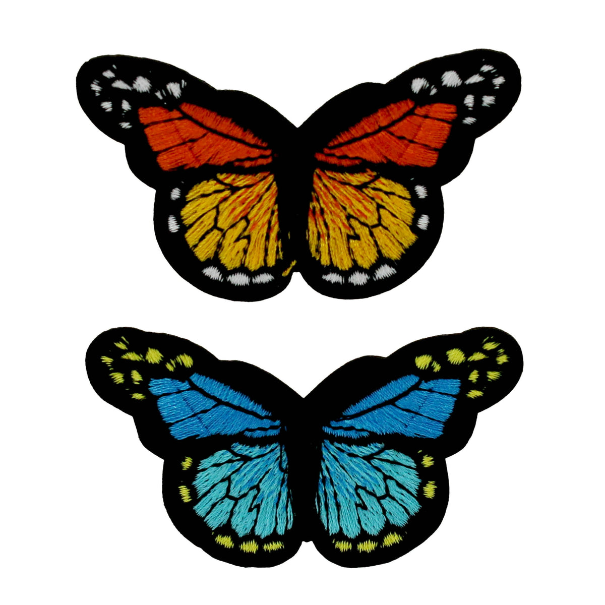(4 pack) Gwen Studios Embroidered Blue and Orange Butterfly Iron-on Patch Appliques, 3" x 1.7", 2PC — product image 2