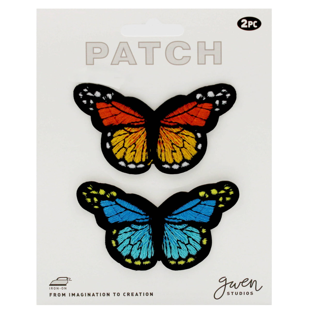 (4 pack) Gwen Studios Embroidered Blue and Orange Butterfly Iron-on Patch Appliques, 3" x 1.7", 2PC — product image 3