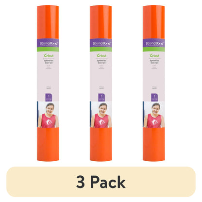 (3 pack) Cricut SportFlex Iron-On Vinyl, Orange, 11.8" x 24"