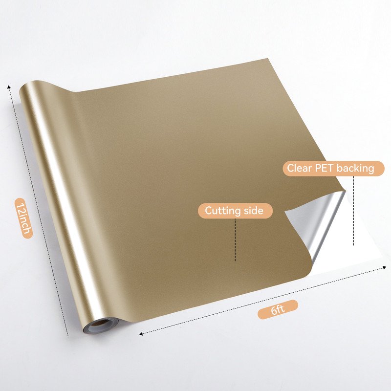 HTVRONT Permanent Vinyl Matte Metallic-12" x 3ft Adhesive Vinyl Roll for Cutting Machine, Signs, Scrapbooking, Craft, Die Cutters-Vegas Gold — product image 2