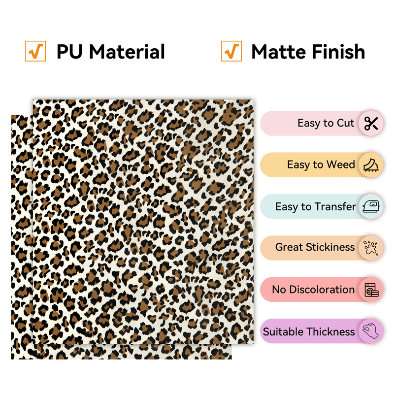 HTVRONT Heat Transfer Vinyl Rolls-12" x 4ft for Shirts, Iron on Vinyl for All Cutting Machine-Easy to Cut & Weed for Heat Transfer Design-Leopard — product image 3