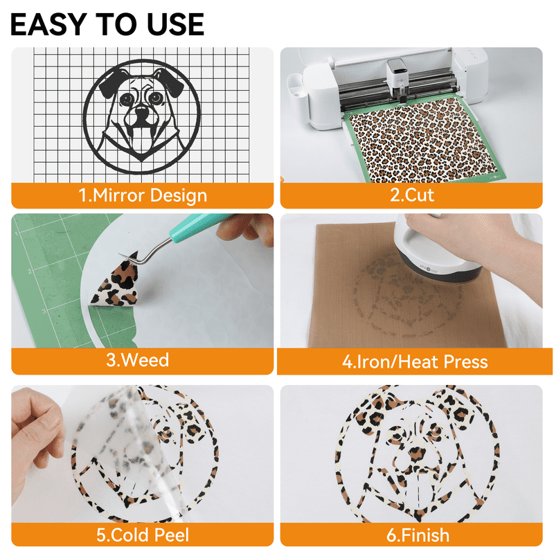 HTVRONT Heat Transfer Vinyl Rolls-12" x 4ft for Shirts, Iron on Vinyl for All Cutting Machine-Easy to Cut & Weed for Heat Transfer Design-Leopard — product image 4