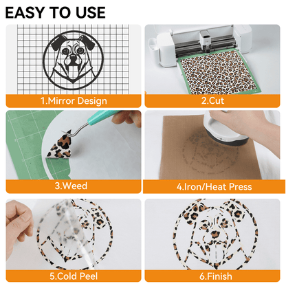 HTVRONT Heat Transfer Vinyl Rolls-12" x 4ft for Shirts, Iron on Vinyl for All Cutting Machine-Easy to Cut & Weed for Heat Transfer Design-Leopard — product image 4