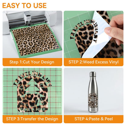 HTVRONT Permanent Vinyl Pattern-12" x 6ft Adhesive Vinyl Roll for Cutting Machine, Signs, Scrapbooking, Craft, Die Cutters-Leopard — product image 4