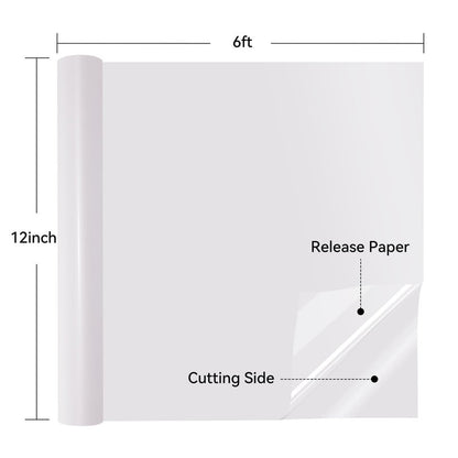 HTVRONT Permanent Vinyl Matte - 12" x 6FT Adhesive Vinyl Roll for Cutting Machine, Signs, Scrapbooking, Craft, Die Cutters-White — product image 2