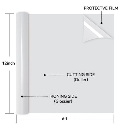 HTVRONT Heat Transfer Vinyl-12" x 6ft for Shirts, Iron on Vinyl for All Cutting Machine - Easy to Cut & Weed for Heat Transfer Design White — product image 2