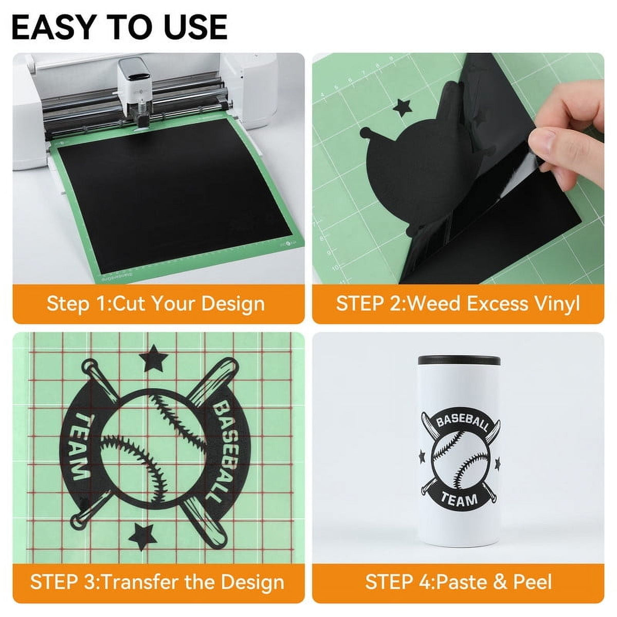 HTVRONT Permanent Vinyl Matte-12" x 6FT Adhesive Vinyl Roll for Cutting Machine, Signs, Scrapbooking, Craft, Die Cutters-Black — product image 5