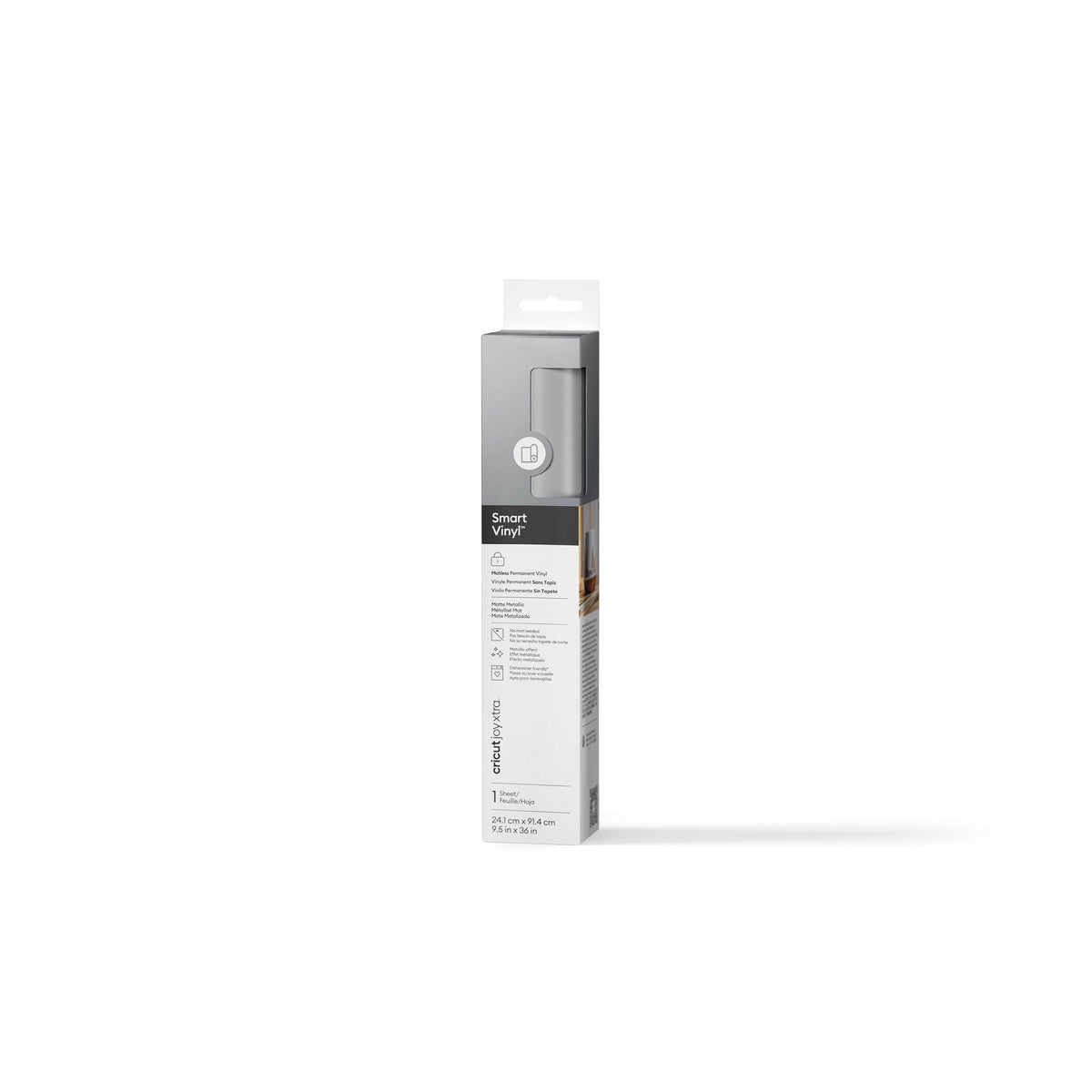 Cricut Joy Xtra™ Smart Vinyl™ Matte Metallic Matless Permanent Vinyl (3 ft), 9.5" x 36",Silver