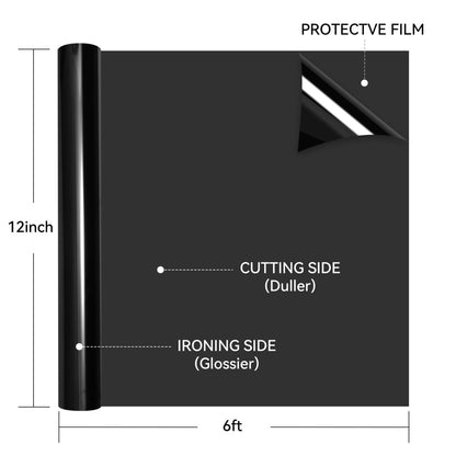 HTVRONT Heat Transfer Vinyl Roll-12" x 6ft Vinyl for Shirts, Iron On Vinyl for All Cutting Machine - Easy to Cut & Weed for Heat Transfer Design-Black — product image 2