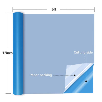 HTVRONT Permanent Stencil Vinyl-12" x 6ft Adhesive Vinyl Roll for Cutting Machine, Signs, Scrapbooking, Craft, Die Cutters-Light Blue — product image 2