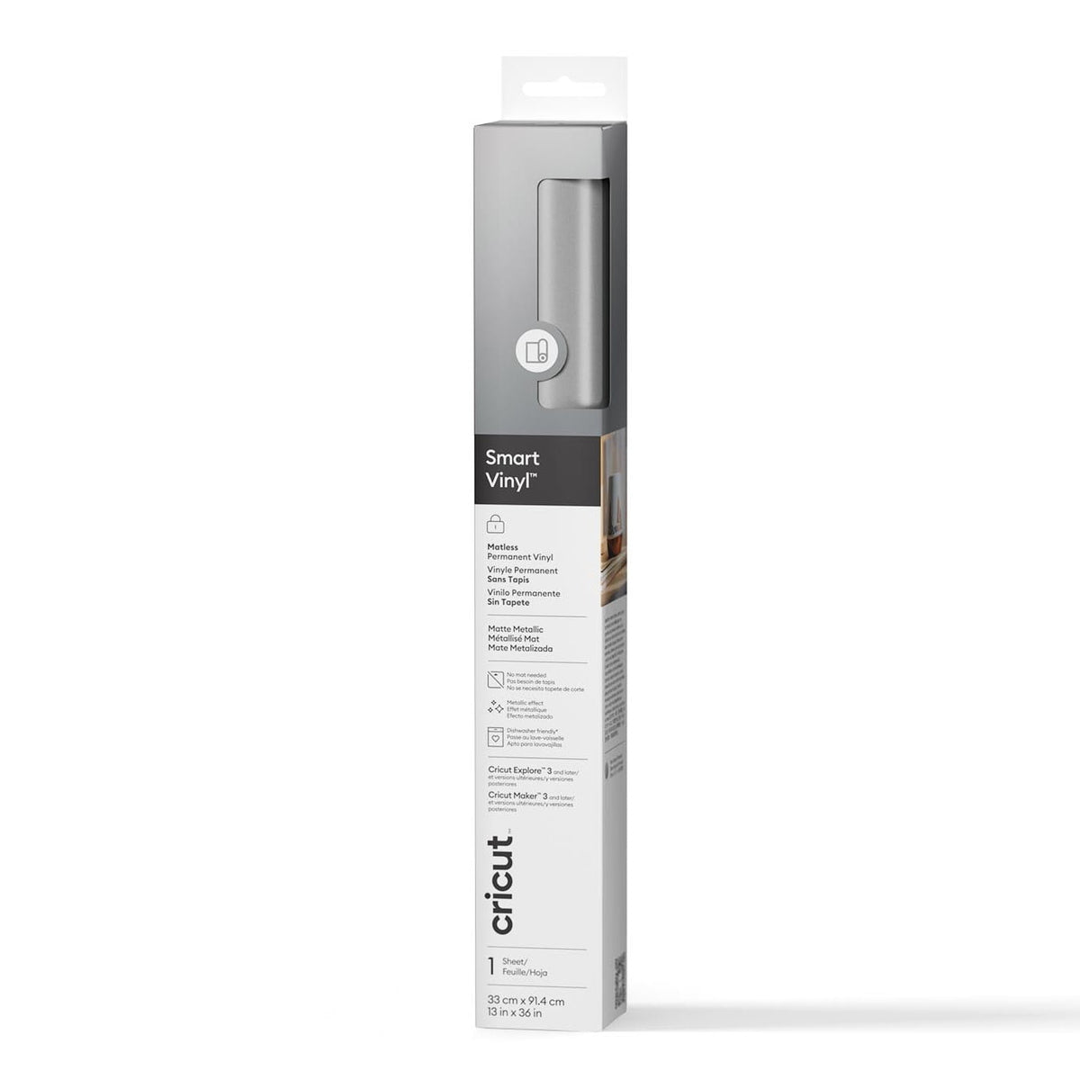Cricut® Smart Vinyl™ Matte Metallic – Permanent (3 ft), SILVER