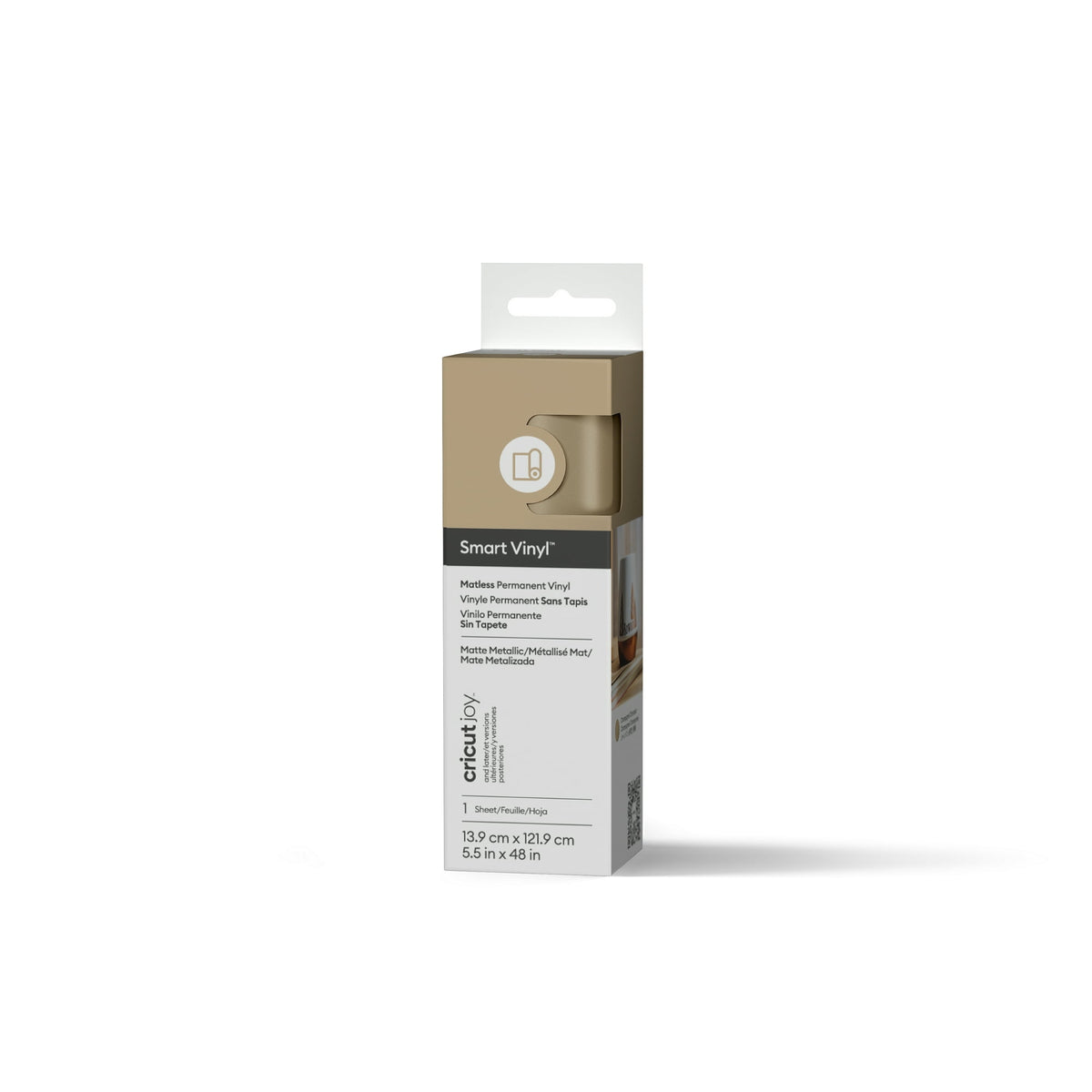 Cricut Joy™ Smart Vinyl™ Matte Metallic Matless Permanent Vinyl, 5.5" x 48",Champagne