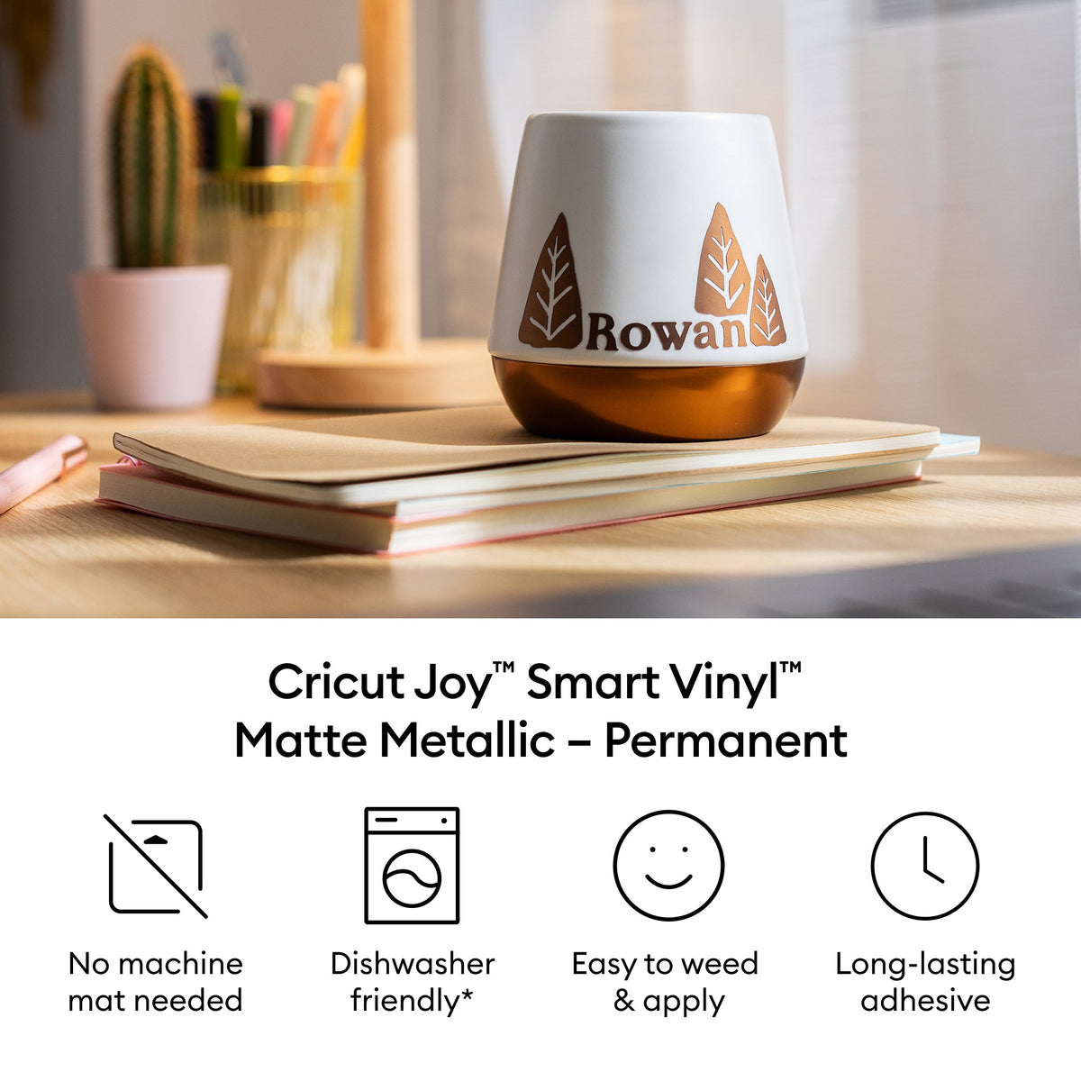Cricut Joy™ Smart Vinyl™ Matte Metallic Matless Permanent Vinyl, 5.5" x 48",Champagne — product image 3