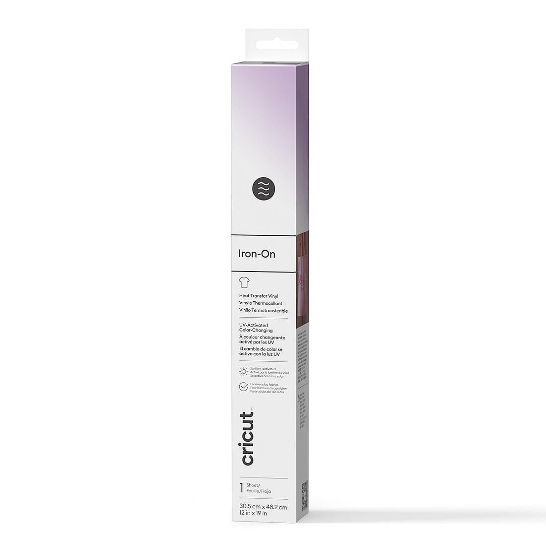 Cricut UV-Activated Color-Changing Iron-On Vinyl 12" x 19", White to Pastel Violet