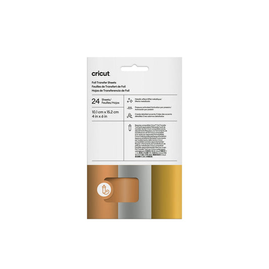 Cricut® Foil Transfer Sheets Sampler, Metallic (24 ct), 4" x 6",Sampler