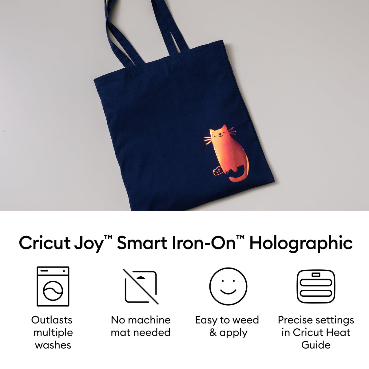 Cricut Joy™ Smart Iron-On™ Vinyl Holographic Matless Heat Transfer Vinyl, 5.5" x 24", Silver — product image 4